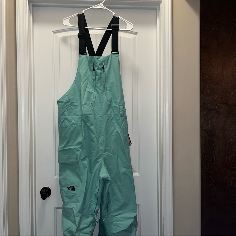 North Face Women's Freedom Bibs Snowboard Ski Overalls Pants Teal 2X Long